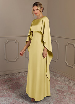 Azazie Eli vestidos de madre de la novia Vestido de Sorbete De Limón de Satén Elástico de Recto con Cuello de barco image3