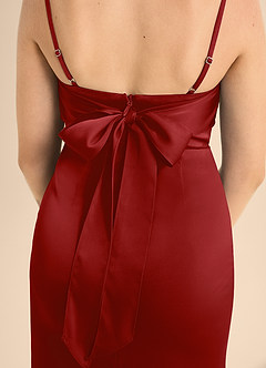 Azazie Mai Junior A-Linie Herzausschnitt Stretch-Satin Kleid Granatapfelrot image6