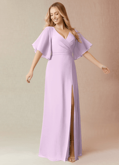 Azazie Cierra Bridesmaid Dresses Frosted Lilac A-Line V-Neck Chiffon Dress image1