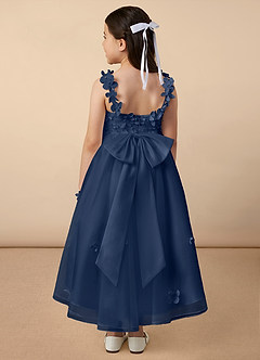 Azazie Ceres Flower Girl Dresses Dark Navy Ball-Gown Lace Tulle Dress image4