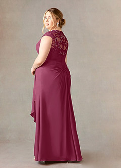 Azazie Birdie Mother of the Bride Dresses Mulberry A-Line Queen Anne Sequins Chiffon Dress image10