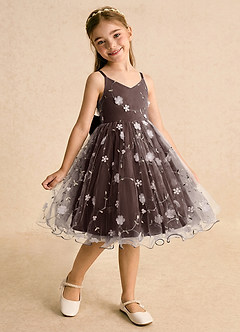 Azazie Junebug Flower Girl Dresses Ganache Ball-Gown Spaghetti Strap Tulle Dress image2