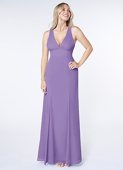 Azazie Christiana Bridesmaid Dresses Tahiti A-Line V-Neck Pleated Chiffon Dress image1