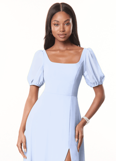 Azazie Alani Bridesmaid Dresses Ice A-Line Square Neckline Chiffon Dress image5