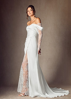 Azazie Alexa Wedding Dresses Diamond White A-Line Sweetheart Neckline Lace Dress image7