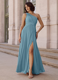 Azazie Brooke Suknie dla druhen Linia A Jedno ramię Szyfon Do ziemi Sukienka image2