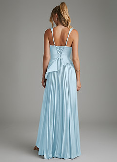 Azazie Stephanie Bridesmaid Dresses Sky Blue A-Line Corset Stretch Satin Dress image2