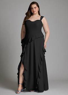 Azazie Sloane Bridesmaid Dresses Black A-Line Sweetheart Neckline Chiffon Dress image11