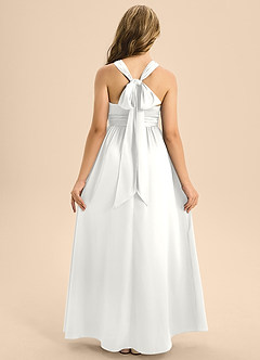 Azazie Jaylah Junior A-Linie Plissee Stretch-Satin Kleid Weiß image2