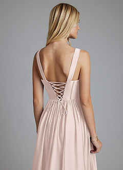 Azazie Delmie Brautjungfernkleider A-Linie Korsett Stretch-Satin Kleid Zartrosa image3