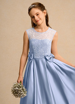 Azazie Candy Girl vestidos de niña de las flores Vestido de Hielo de Satin Mate de Princesa con Lazo image7