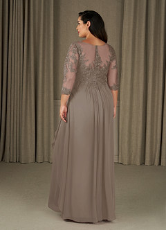 Azazie Calanthe Abiti per la Madre della Sposa Abito A-Line in Chiffon con Scollo a U Taupe image7