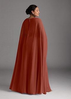 Azazie Isa Mère de la mariée Robes Robe Trapèze en Mousseline de soie Col V plissé Auburn image2