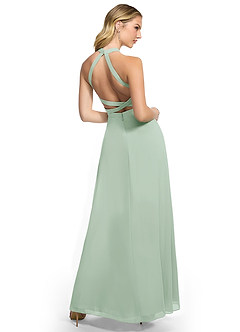 Azazie Clarice Brautjungfernkleider A-Linie Halter Chiffon Kleid Agave image4