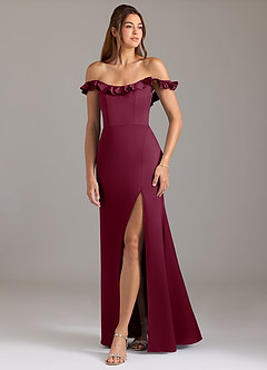 Azazie Callie Robes de demoiselle d'honneur Robe Trapèze Convertible en Satin extensible Rayé Mûre image5