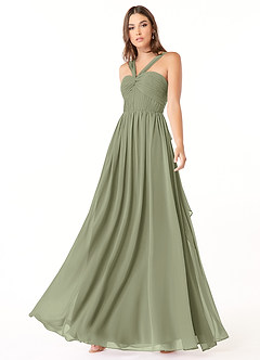 Azazie Dionne Bridesmaid Dresses Pistachio A-Line Corset Chiffon Dress image4