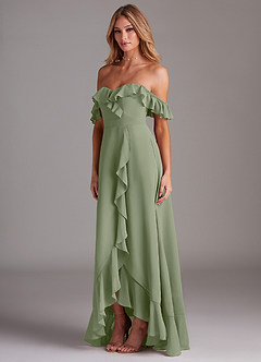 Azazie Lyra Bridesmaid Dresses Pistachio A-Line Chiffon Convertible Dress image5