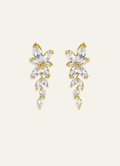 Floral Leaf Rhinestone Drop Earrings