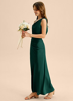 Azazie Madelyn Junior Klä av Tubklänning i Stretch Satin Av axeln image3