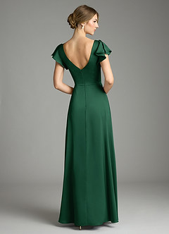 Azazie Omari Bridesmaid Dresses Dark Green A-Line Stretch Satin Dress image2