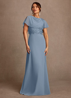 Azazie Frieda Mother of the Bride Dresses Dusty Blue A-Line Applique Chiffon Dress image1