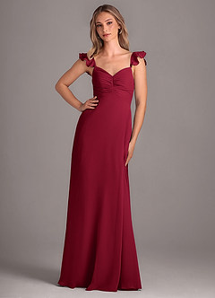 Azazie Kaylyn Bridesmaid Dresses Burgundy A-Line Ruched Chiffon Dress image1