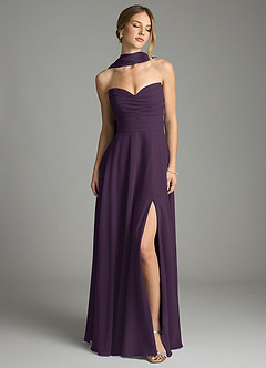 Azazie Ayla Abiti da Damigella Abito A-Line in Chiffon Scollo a Cuore Prugna image9