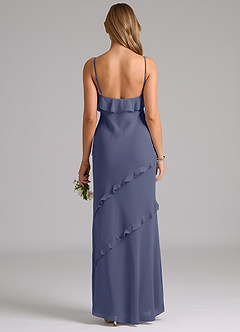 Azazie Nancie 신부 들러리 드레스 인어 셔링 쉬폰 바닥 길이 드레스 image2