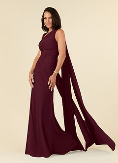Azazie Franchesca Mère de la mariée Robes Robe Sirène en Mousseline extensible Plissée Cabernet image2