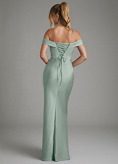 Azazie Hayden Bridesmaid Dresses Agave Mermaid Corset Stretch Satin Dress image2