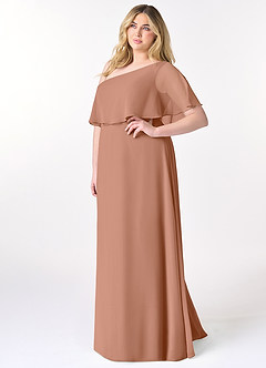 Azazie Lizzy Bridesmaid Dresses Bronzer A-Line One Shoulder Chiffon Dress image10