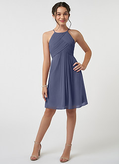 Azazie Ginny Junior Stormy A-Line Pleated Chiffon Dress image1