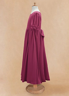 Azazie Joss Flower Girl Dresses Mulberry A-Line with Sleeves Chiffon Dress image8