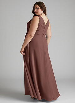 Azazie Flora Bridesmaid Dresses Espresso A-Line Pleated Chiffon Dress image11
