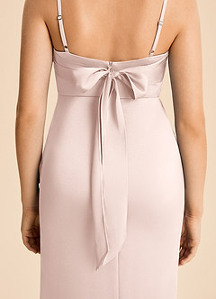 Azazie Mia Junior Robe Sirène en Satin extensible Plissé Rose Pâle image6