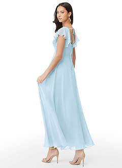 Azazie Bondi Bridesmaid Dresses Sky Blue A-Line Ruched Chiffon Dress image4