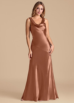 Azazie Rylina Brautjungfernkleider Meerjungfrau-Linie Metallischer Satin Kleid Bronzer image1