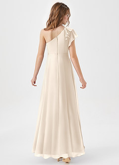 Azazie Arabella Junior Robe Trapèze en Mousseline de soie Drapé Albâtre Blanc image6