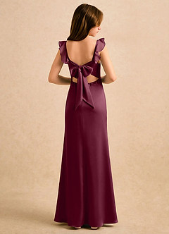 Azazie Novalie Girls Formal Robe Demoiselle D'honneur Fillette Robe Sirène en Satin extensible Arc Mûre image1