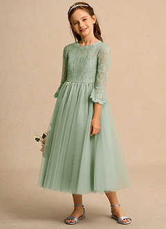 Azazie Lamb Girl Abiti da Ragazza di Fiori Abito Principessa in Pizzo Verde Salvia image3