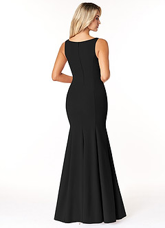 Azazie Rogue Bridesmaid Dresses Black Mermaid Scoop Side Slit Stretch Crepe Dress image2