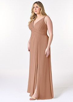 Azazie Maren Allure Abiti da Damigella Abito A-Line in Chiffon con Scollo a V in Pizzo Champagne Rosa image8