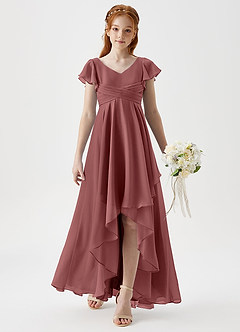 Azazie Caria Junior Amethyst A-Line Pleated Chiffon Dress image3