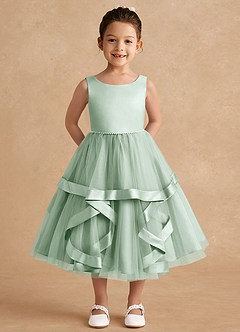Azazie Posy Flower Girl Dresses Agave A-Line Beaded Tulle Dress image1