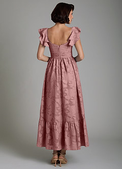 Azazie Anaya Bridesmaid Dresses Dusty Rose A-Line Ruched Floral Burnout Dress image2