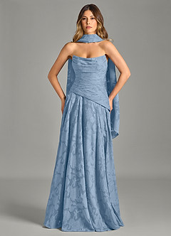Azazie Gabriela Bridesmaid Dresses Powder Blue A-Line Strapless Floral Burnout Dress image4
