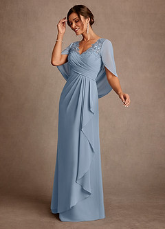Azazie Santa Clara Mother of the Bride Dresses Dusty Blue A-Line Lace Dress image4