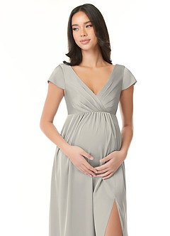 Azazie Allessia Abiti da damigella d'onore premaman Abito A-Line Plissettato Raso Elasticizzato Floor-Length image5