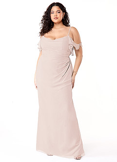 Azazie Emeralda Vestidos de damas de honor Vestido de Pétalo De Rosa de Gasa de Corte Recto con Vestidos sin tirantes image7