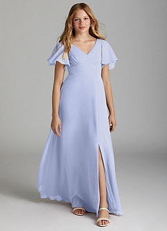 Azazie Kimber Junior Lavender A-Line Pleated Chiffon Dress image1